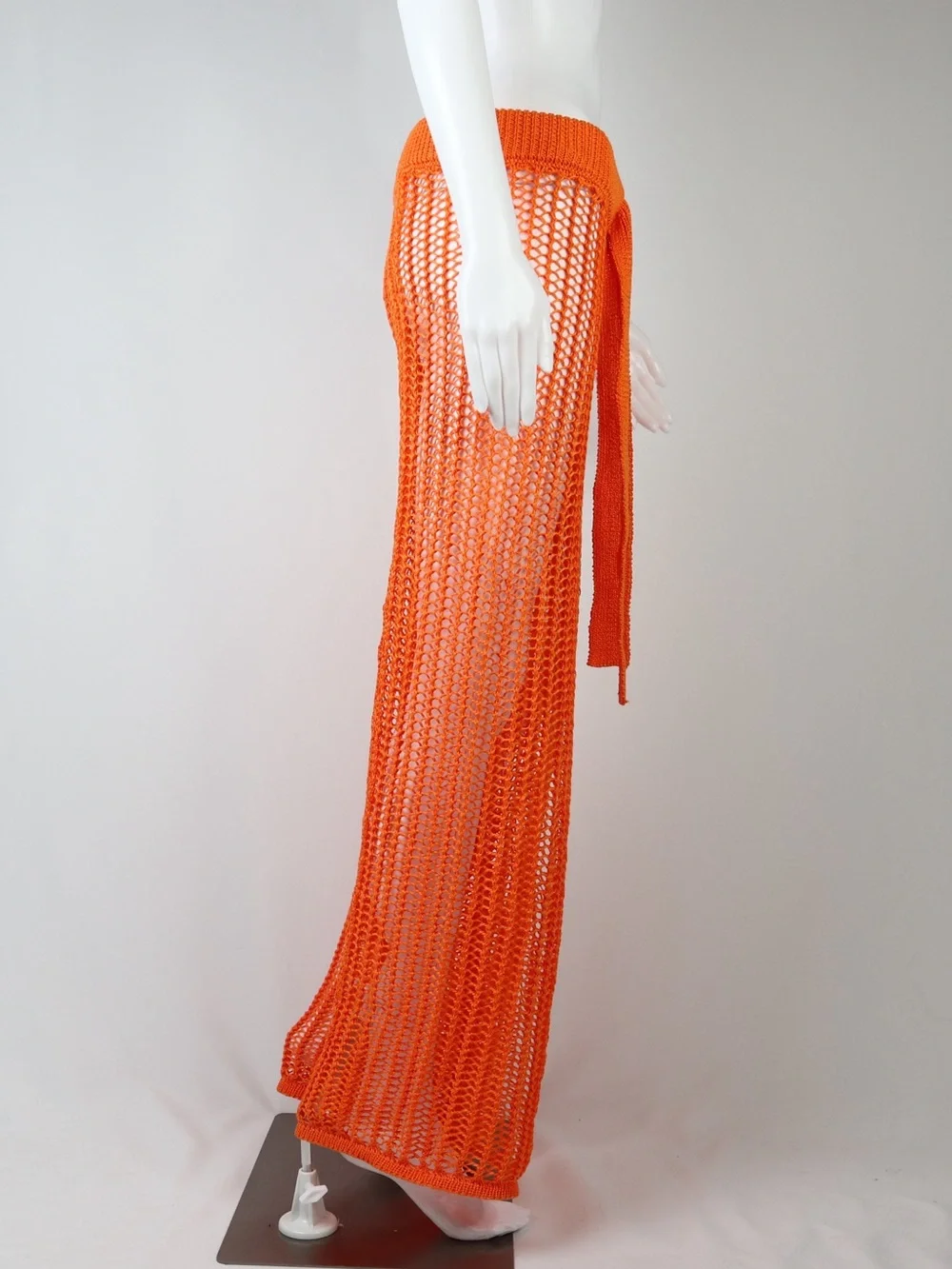CULT GAIA | Orange Crochet Wide-Leg Cover-Up Pants with Tie Waist | Size